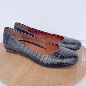 Vionic Hannah Croc Black Leather Comfort Ballet Flats Shoes - Women's Size 5 EUC